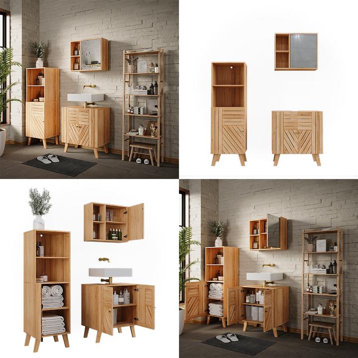 Produktbild Vicco Badmöbel-Set Lucie, Bambus, 3 Teile, mit Midischrank