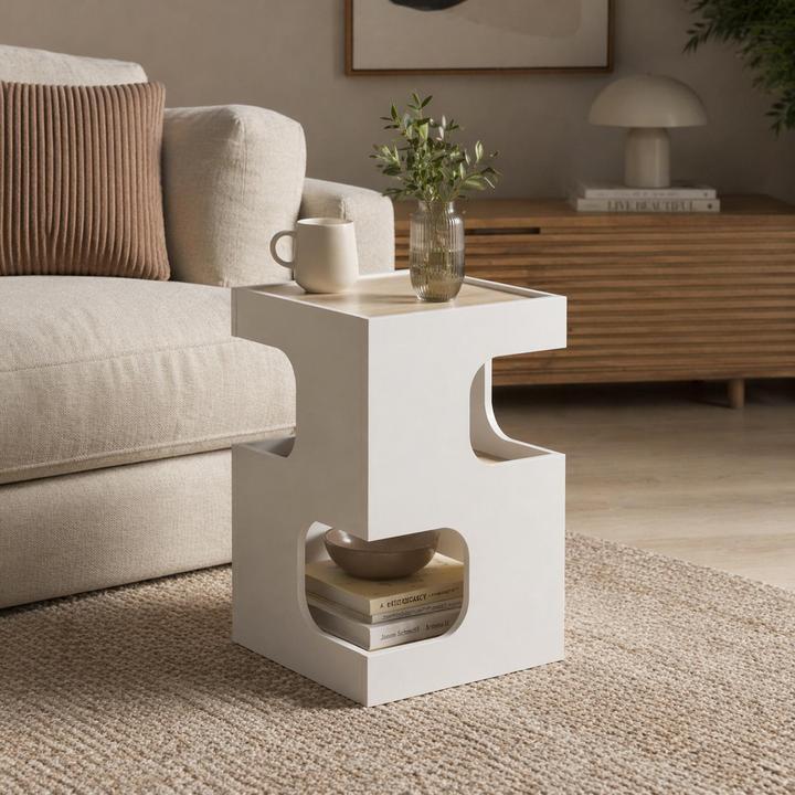 Produktbild HTI-Living Couchtisch Beistelltisch Cedrik Weiss-Artisaneiche (40 x 40 x 60.50 cm)