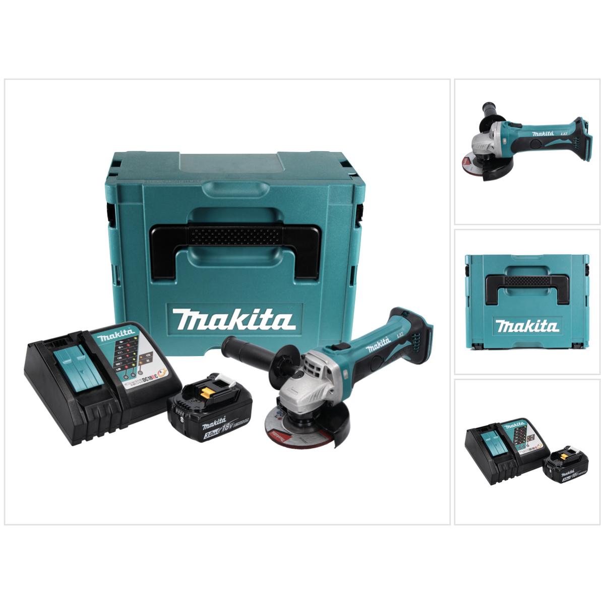 Makita, Winkelschleifer, DGA 452 RF1J Akku Winkelschleifer 18 V 115 mm + 1x Akku 3,0 Ah + Ladegerät + Makpac (115 mm)