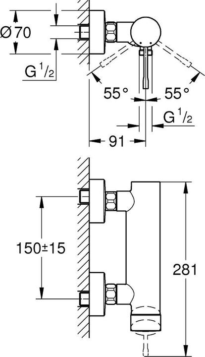 Productafbeelding Grohe Douchemengkraan Essence Nieuw 33636DA1 warm zonsondergang gepolijst