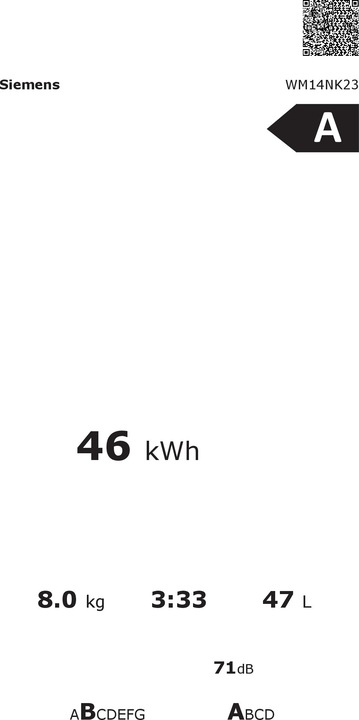 Actual product image Siemens WM14NK23 (8 kg, Left, EU plug)