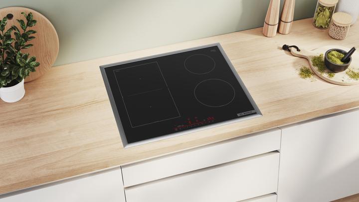 Produktbild Bosch Hausgeräte Serie 6, Induktionskochfeld, 60 cm, Schwarz, Mit Rahmen aufliegend, PVS64RHB1E (58.30 cm, Elektrokochfeld)