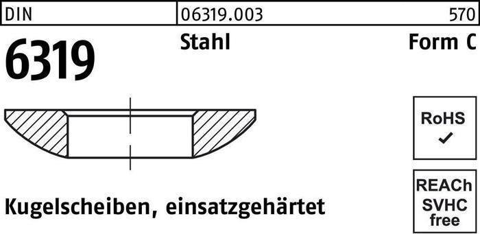 Produktbild Kugelscheibe DIN 6319 Form C C25 x44 x8,2 Stahl einsatzgehärtet