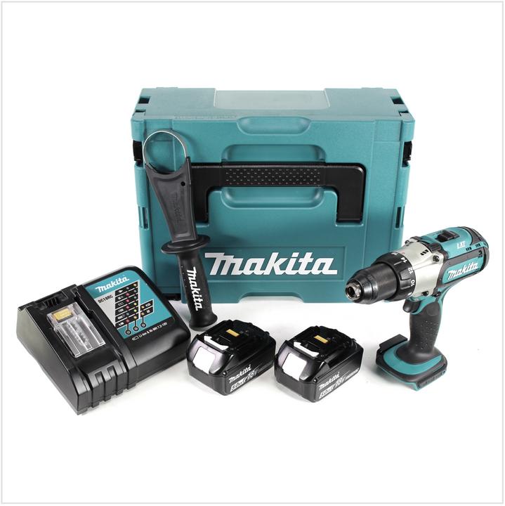 Image du produit Makita DDF 451 RTJ Perceuse visseuse sans fil, 18V 80Nm + 2x Batteries 5,0Ah + Chargeur + Makpac (Fonctionnement sur batterie)