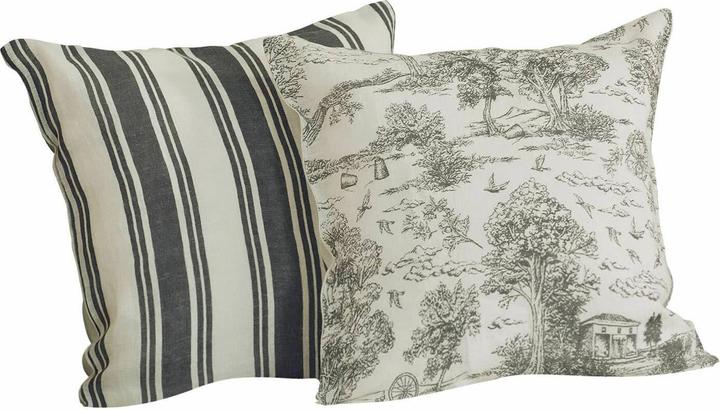 Produktbild Loberon Kissenhülle 2er Set Espritique grau/beige (40 x 40 cm)