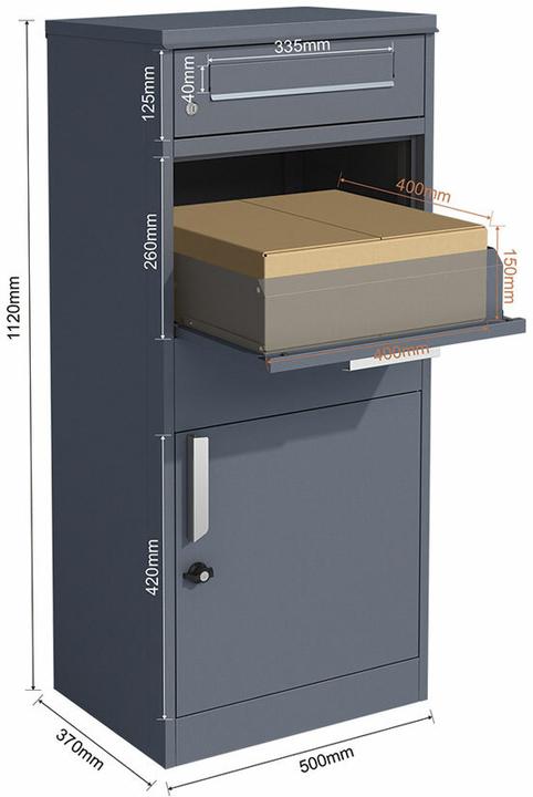 Image du produit Holmberg Boîte aux lettres pour colis 50x38x112cm anthracite