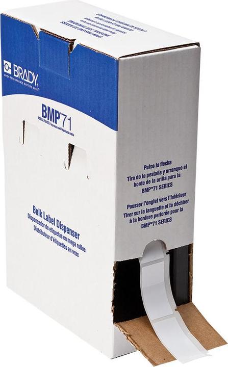 Brady BM-20-422, polyester, blanc, brillant, 25.40 x 50.80 mm, permanent, gros rouleau (1000 unités)