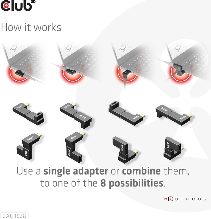 Productafbeelding Club 3D Club3D Adapter USB 3.2 Type C <> USB 3.2 Type C St/B (USB 3.2 Gen 2)