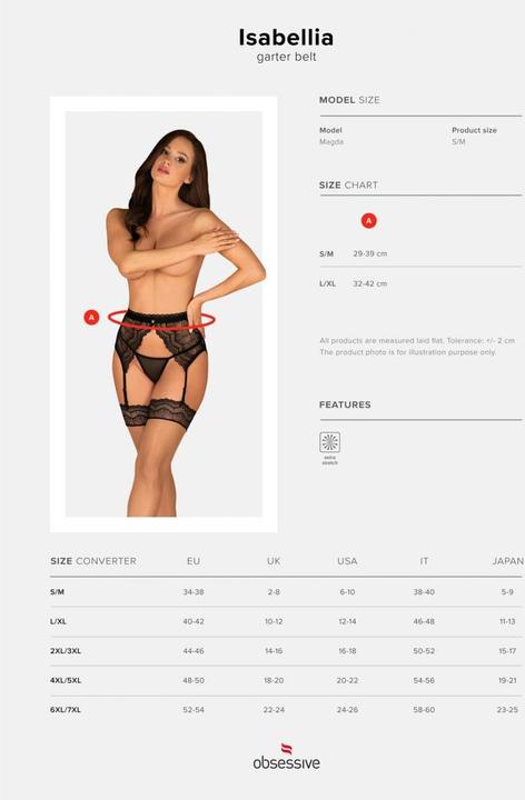 Produktbild Obsessive Isabellia Spitze Strumpfgürtel Schwarz (M, S)