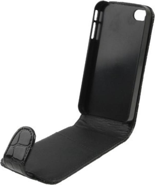 Produktbild König Design Handy Tasche Flip Krokodil Optik für Handy iPhone 4 & 4S Schwarz (Apple iPhone 4, LG G4s)
