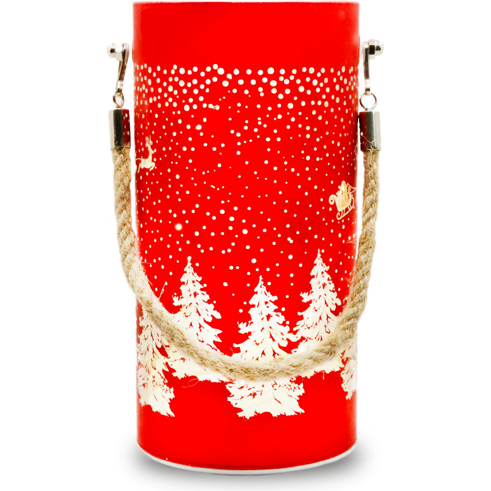 Forever Light, Christbaumschmuck, Weihnachts-Glaslaterne FCL-10 rot-gold L (1 -teilig)