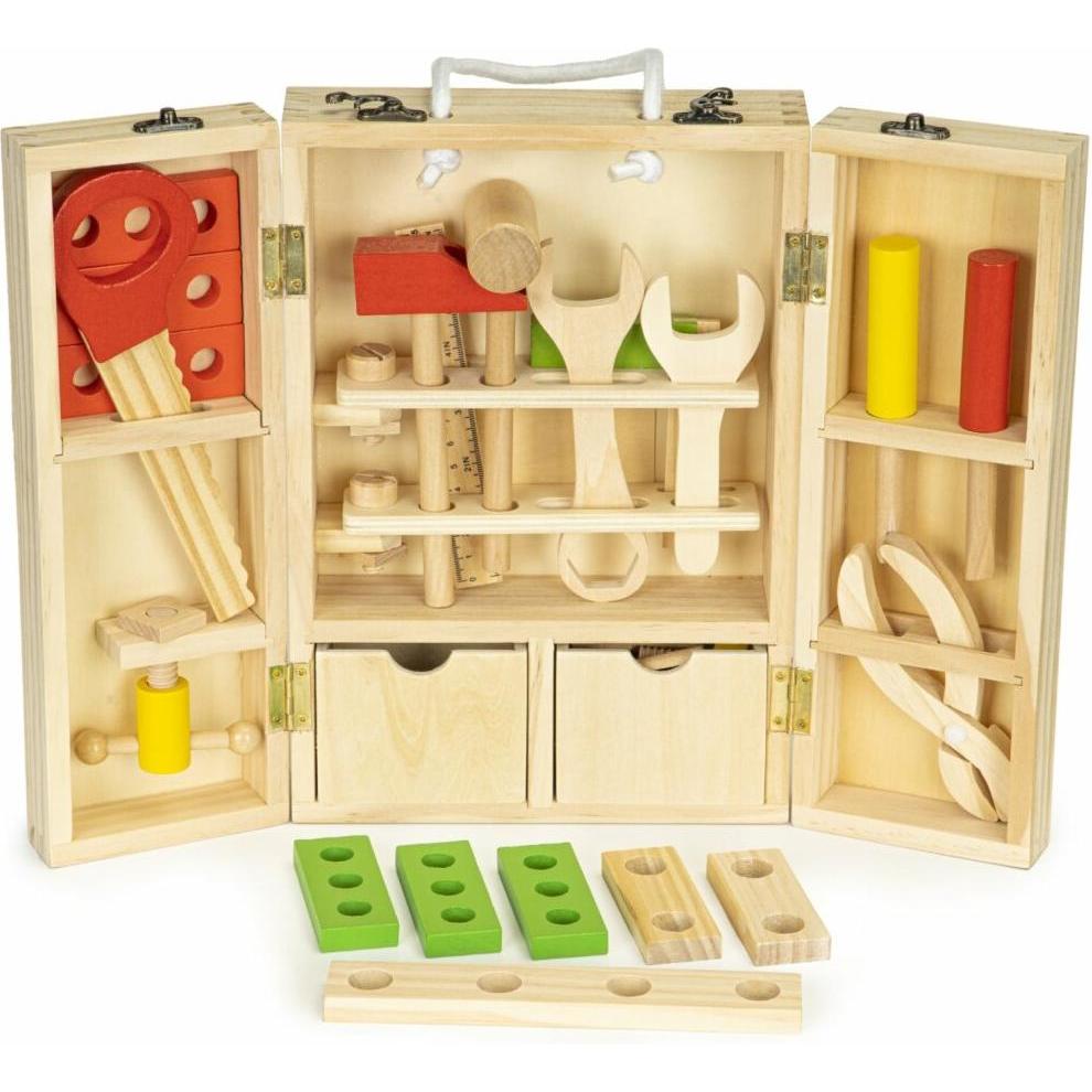 EcoToys Holzwerkzeuge im Koffer, Werkstattset XXL