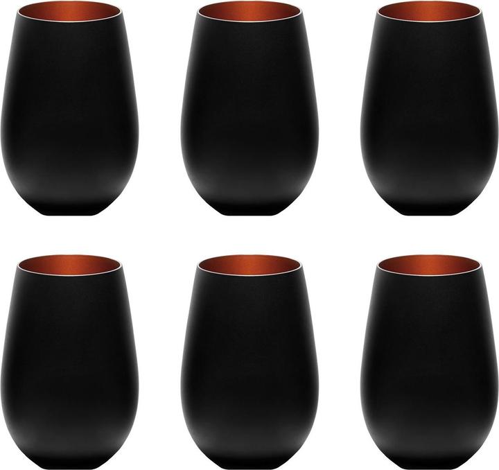 Ich-zapfe Farbige Trinkgläser ELEMENTS 6er-Set, zweifarbig Schwarz-Bronze, 456 ml (0.46 l, 6x)