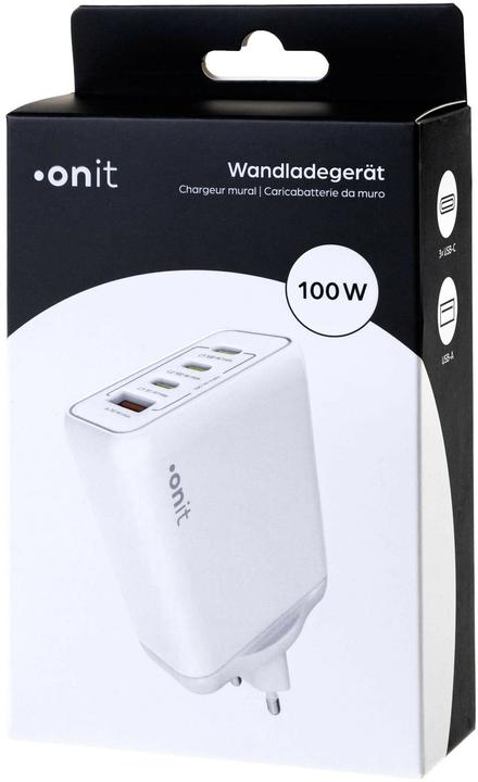 Produktbild Onit USB-Wandladegerät Quad 3C1A 100 W GaN Weiss (100 W, 4 Ports)
