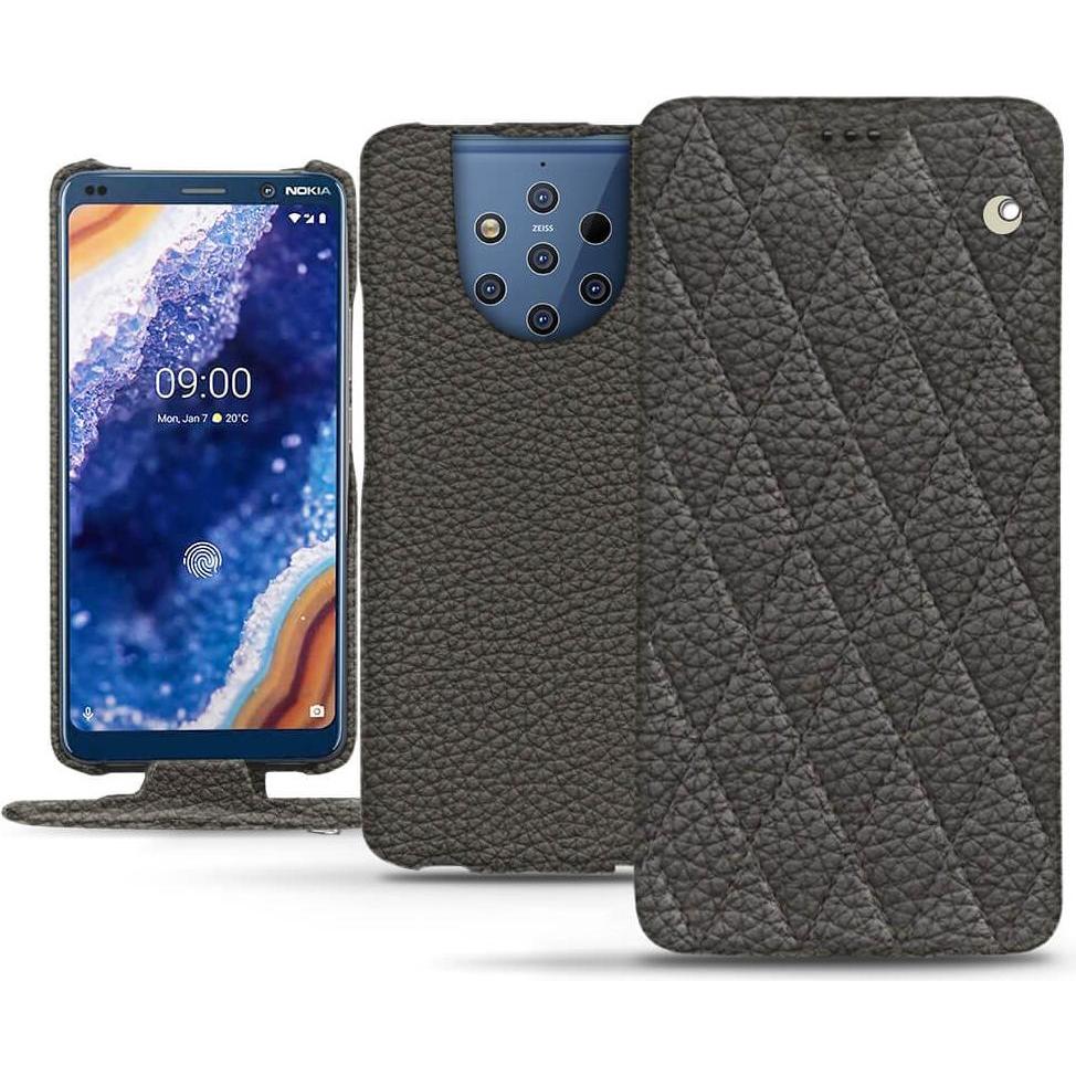 Noreve Lederschutzhülle vertikal (Nokia 9 PureView), Smartphone Hülle, Grau