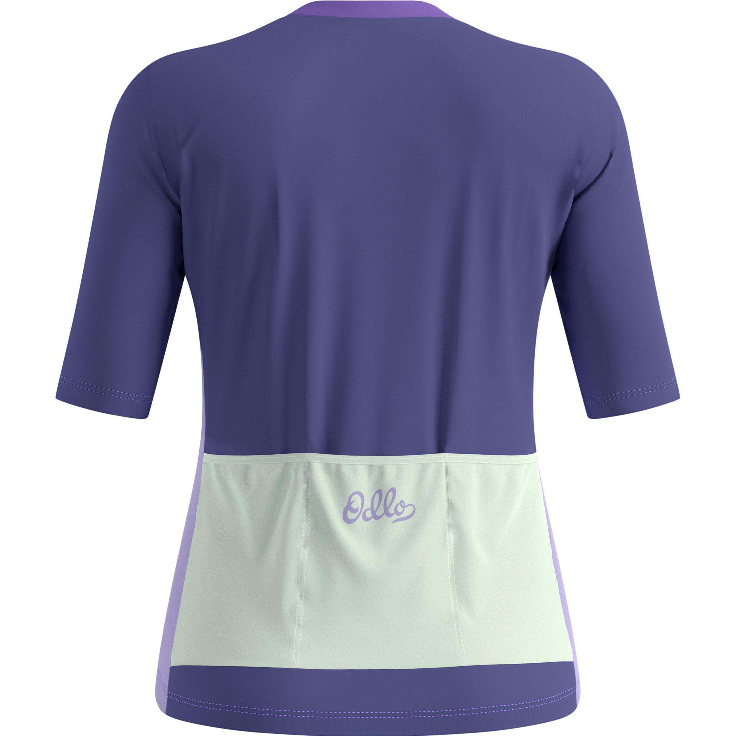 Thumbnail - Odlo, Damen, Velotrikot, Women's Essential Heritage Print Shirt S/S FZ (L), Violett, L