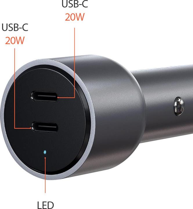 Actual product image Satechi USB-C PD Dual Car Charger 40W