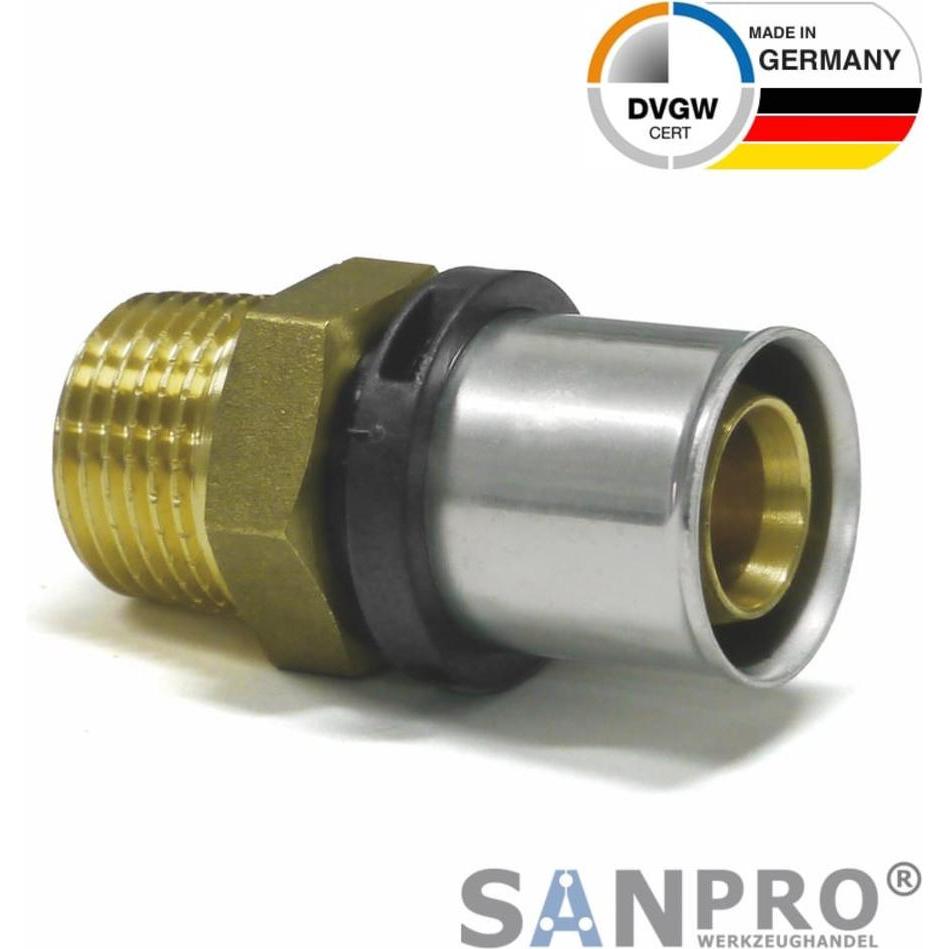 Sanpro, Rohrverbindungstechnik, THPRESS Pressfitting Übergang Aussengewinde - Übergangsnippel 26x3 - 3/4" (Pressverbindu...