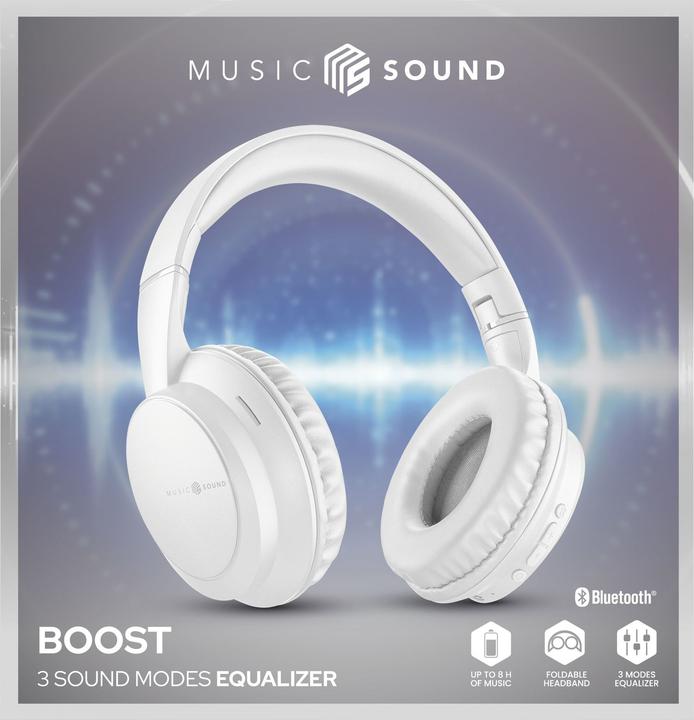 Actual product image Music Sound Cuffie Bth Cellular Ms Boost Wht (No noise cancellation, 8 h, Wireless)