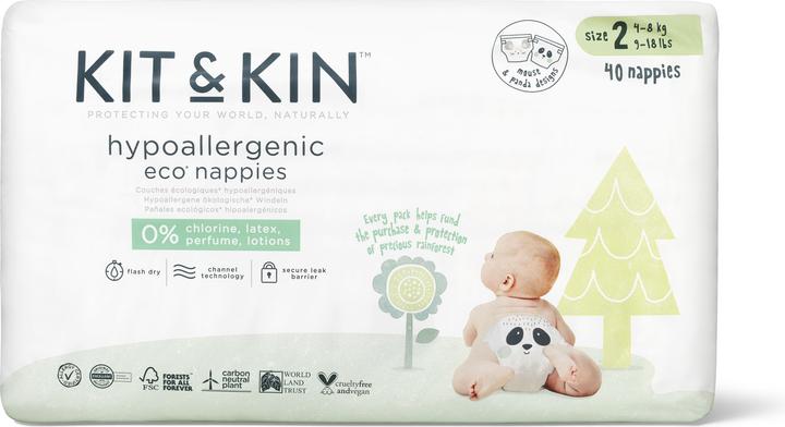 Actual product image Kit & Kin Nappies (Size 2, Pack, 40 Piece)