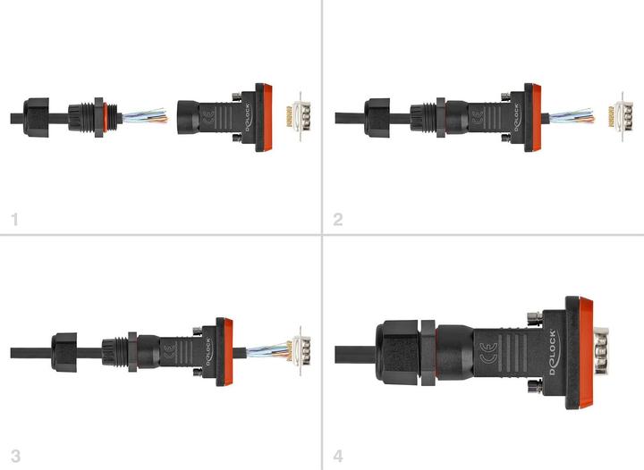 Produktbild Delock Adapter D-Sub HD 9 Pin Stecker mit Gehäuse IP67 wasserfest (Sub-D 9, 4.10 cm)