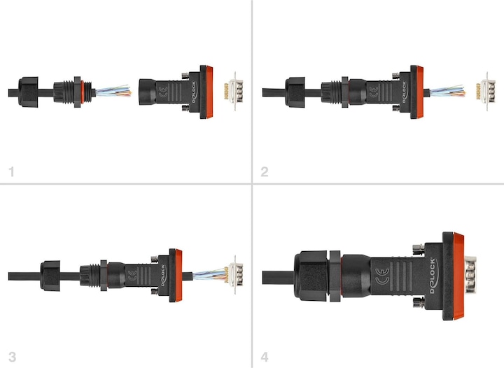 Produktbild Delock Adapter D-Sub HD 9 Pin Stecker mit Gehäuse IP67 wasserfest (Sub-D 9, 4.10 cm)