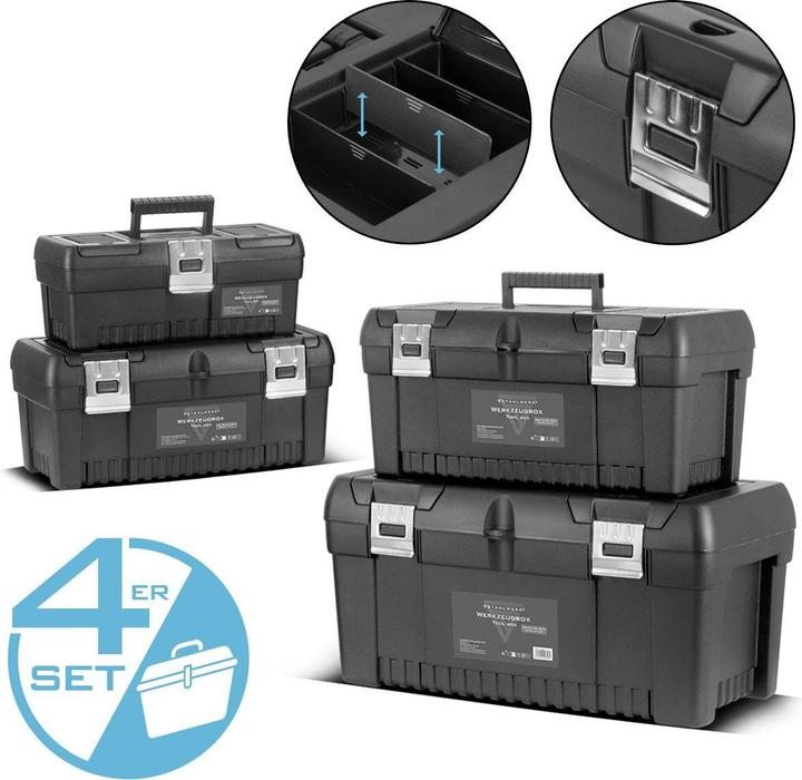 Produktbild Stahlwerk Toolbox Set mit 4 leeren Werkzeugkisten Modul-System Sortimentsboxen