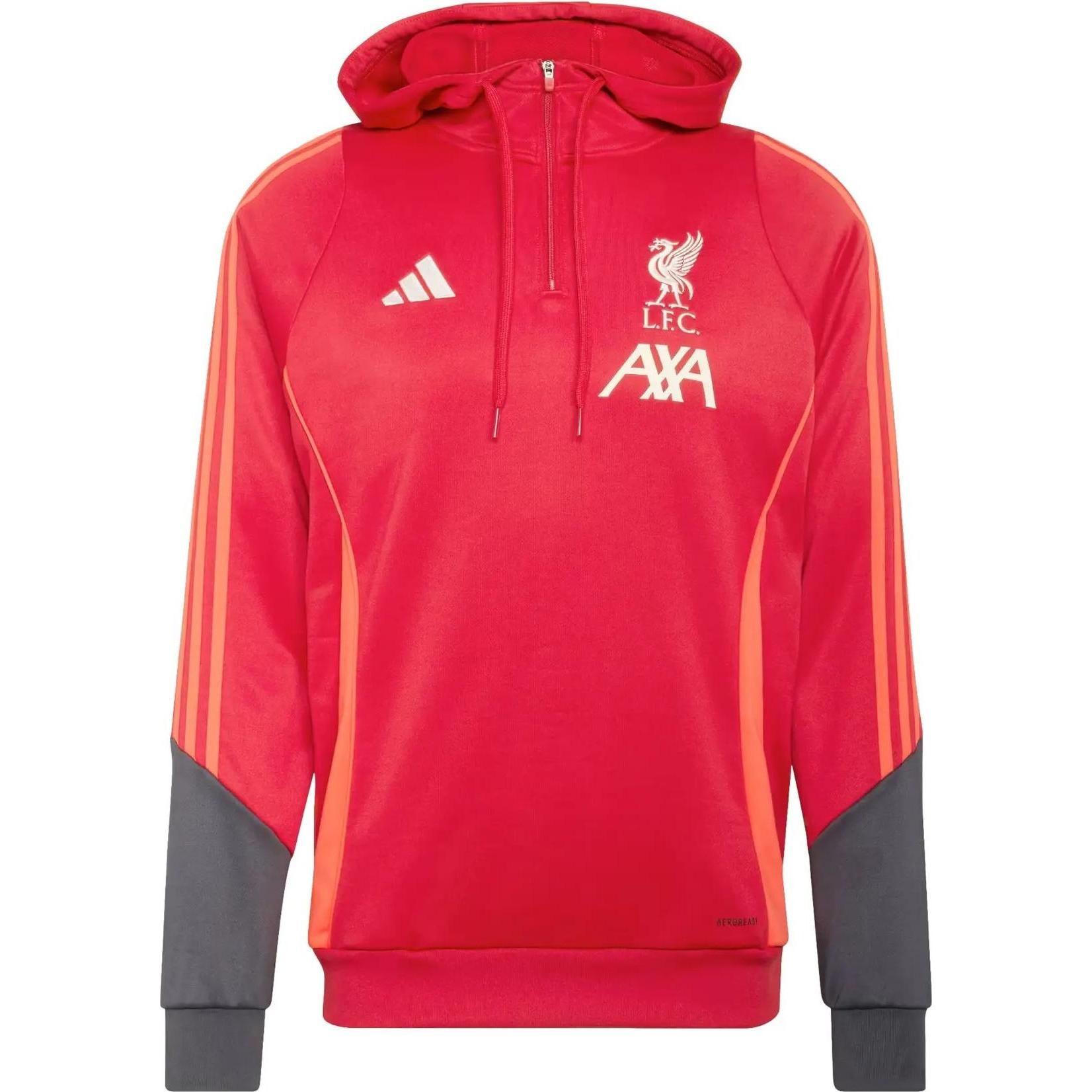 Adidas, Uomini, Felpa + Maglione, Liverpool Trainingshoodie, Rosso, Grigio, (L)
