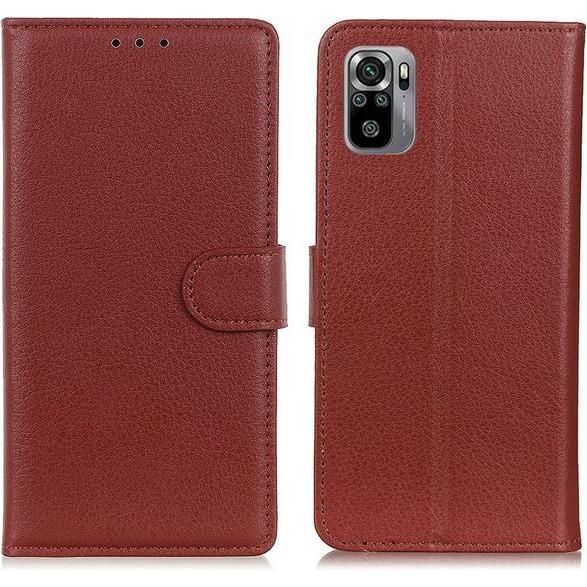 Thumbnail - MU Classic Litchi Leder Bookcover Series (Xiaomi Redmi Note 10, Xiaomi Redmi Note 10S), Smartphone Hülle, Braun
