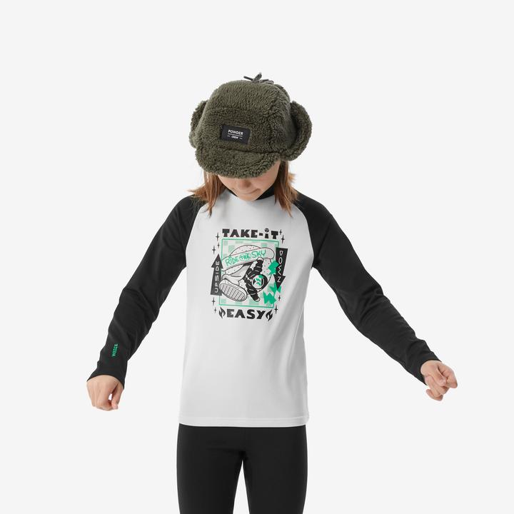 Actual product image Wedze Ski underwear functional shirt for children - BL 500 black/white with motif (140)