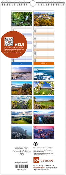 Actual product image Kchenkalender Schsische Schweiz 2026 (15 x 40 cm)