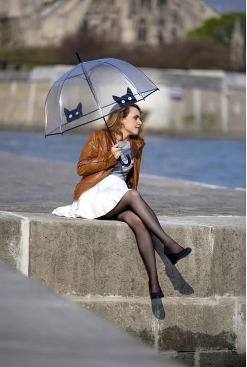 Immagine prodotto Smati ombrello automatico trasparente a campana con gatto - ombrello da donna - antivento - Vo