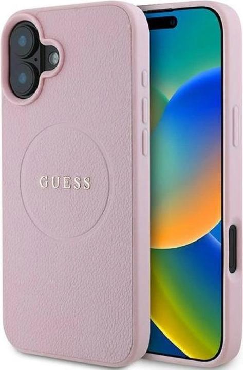 Produktbild Guess GUHMP16MPGHSMMP iPhone 16 Plus różowy/pink MagSafe PU Grained Gold Ring (Apple iPhone 16 Plus)