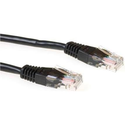 ACT Black 0.5 meter U/UTP CAT5E patch cable with RJ45 connectors. Cat5e u/utp black 0.50m (U/UTP, CAT5e, 0.50 m), Netzwe...