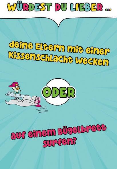 Actual product image Card game: Would you rather...? Powerful rhino questions for kids with DIKKA (German)