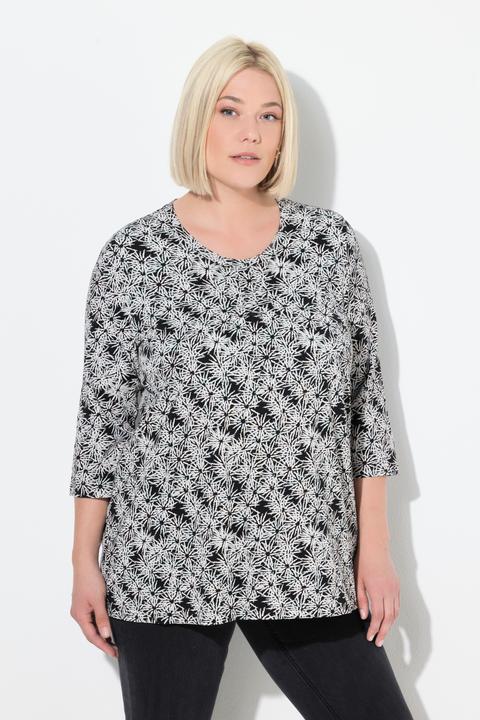 Immagine prodotto Ulla Popken Shirt, Blüten, A-Linie, Rundhals, 3/4-Arm (42, 44)