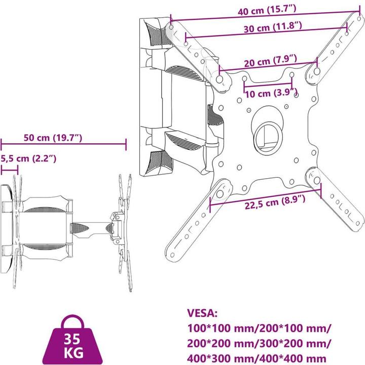 Image du produit vidaXL TV-Wandhalterung (Mur, 35 kg, 32" - 55")