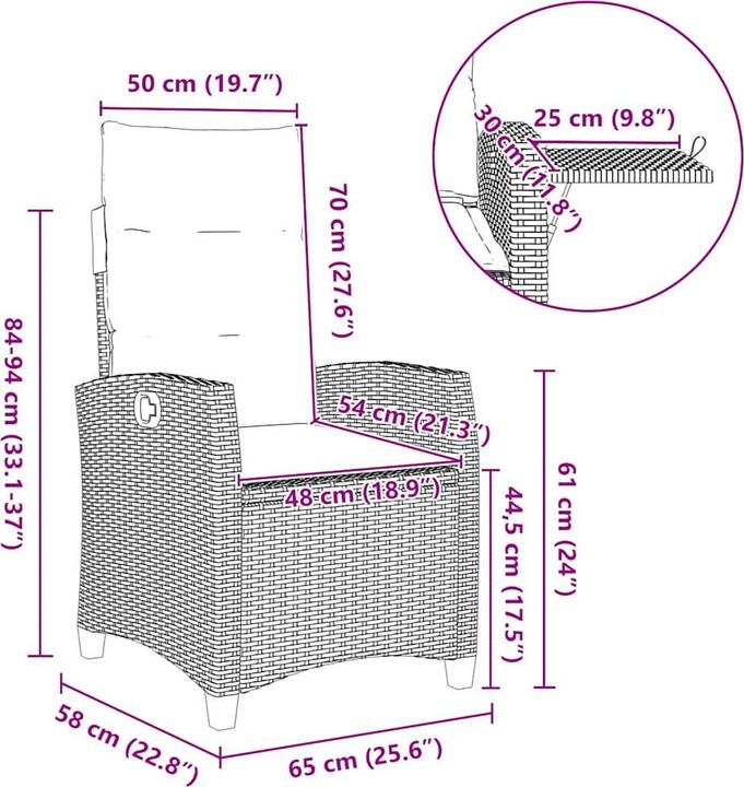 Produktbild vidaXL Gartensessel verstellbar