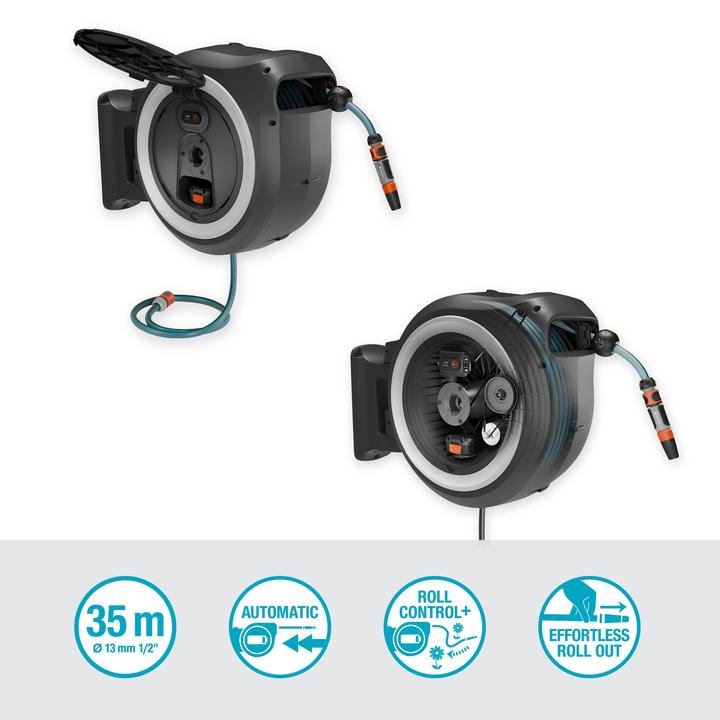 Actual product image Gardena Cordless wall-mounted hose box PowerRoll XL 18V set white 35 m (35 m)