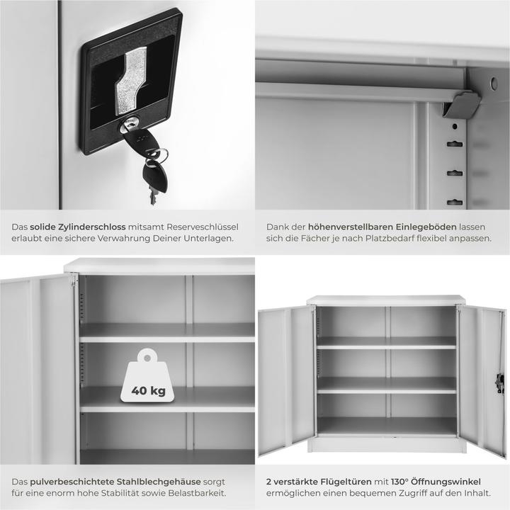 Produktbild tectake Aktenschrank mit 3 Böden (90 x 40 x 90 cm)