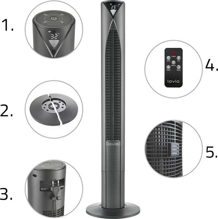 Produktbild Lovio LVTF202Y24C-TI Tower Fan AirWave PRO Titan (21 dB)