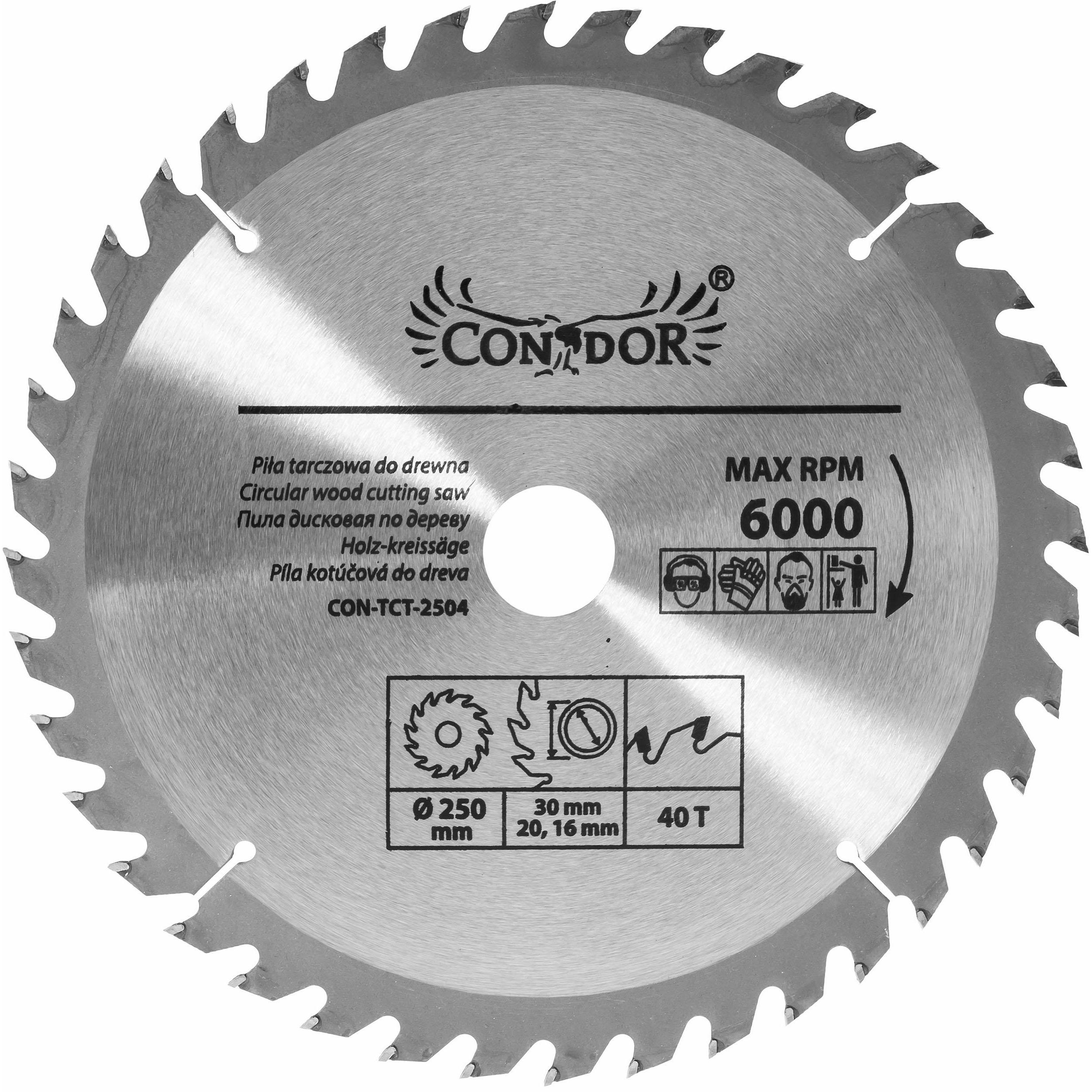 Condor, Sägeblatt, Kreissägeblatt 250x30x40 Zähne (CON-TCT-2504)