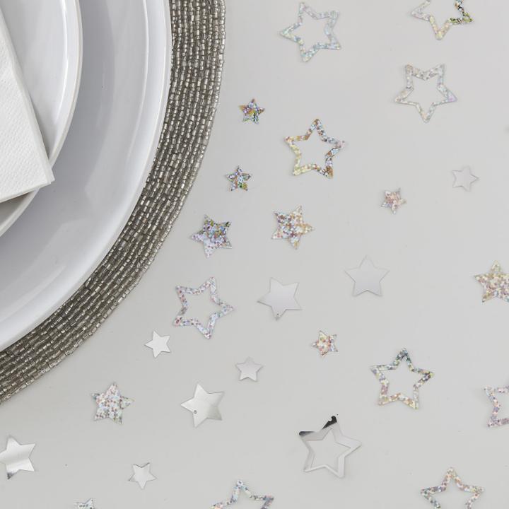Actual product image Ginger Ray Confetti - Shiny Silver Stars (1 pcs.)