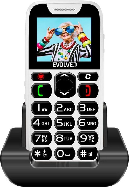 Produktbild Evolveo EasyPhone, mobilní telefon pro seniory s nabíjecím stojánkem, bílá (2G)