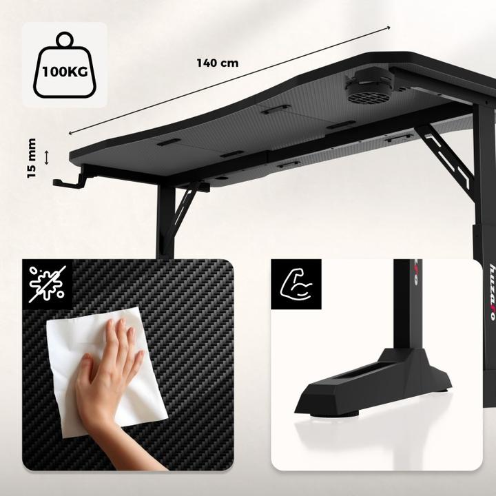 Image du produit Huzaro Biurko gamingowe Hero 3.6 Black