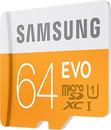 Produktbild Samsung EVO microSDXC mit Adapter (64 GB, microSDXC, U1, UHS-I)