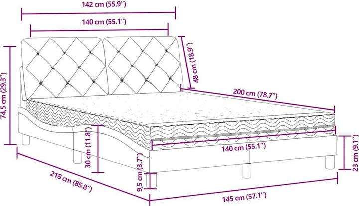 Actual product image vidaXL Bett (140 x 200 cm)