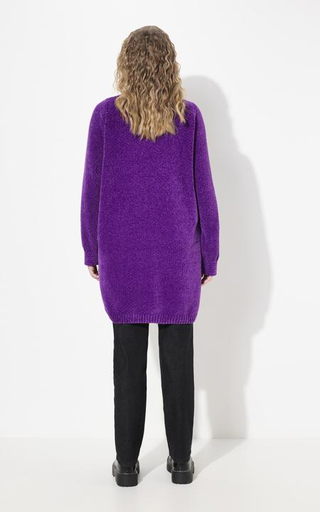 Produktbild Ulla Popken Chenille-Strickjacke, Oversized, V-Ausschnitt, offene Form (56)