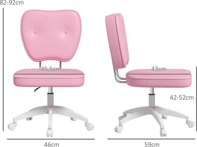 Image du produit Swisshandel24 Chaise de bureau, jusqu'à 120kg, similicuir, rose (42 - 52 cm)