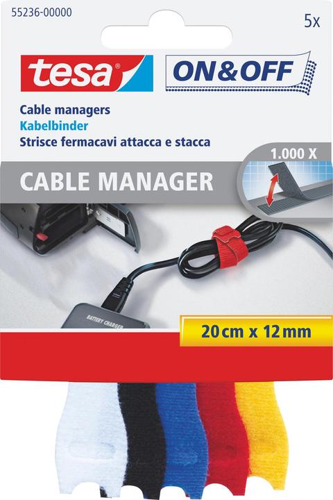 Produktbild tesa On&Off Kabelbinder UNIVERSAL (Klettkabelbinder, 5000 mm, 1 Stk.)